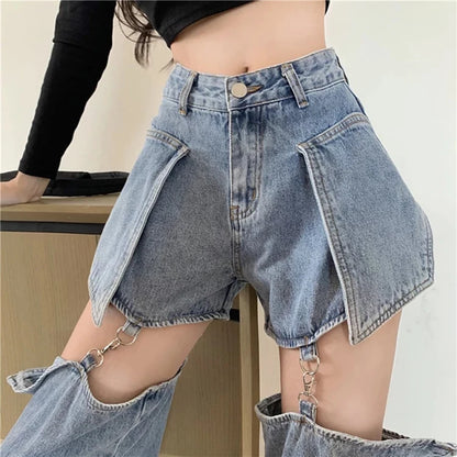 Women Straight Leg Ripped Jeans For Women Fashion Loose Hole Streetwear Women High Waist Pants Hole Denim Trousers