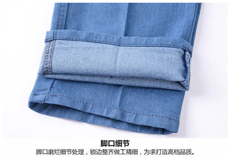 Middle-aged Women's Jeans Spring Autumn High Waist Solid Color Denim Pants Large Size Loose Female Straight Casual Cowboy Pants