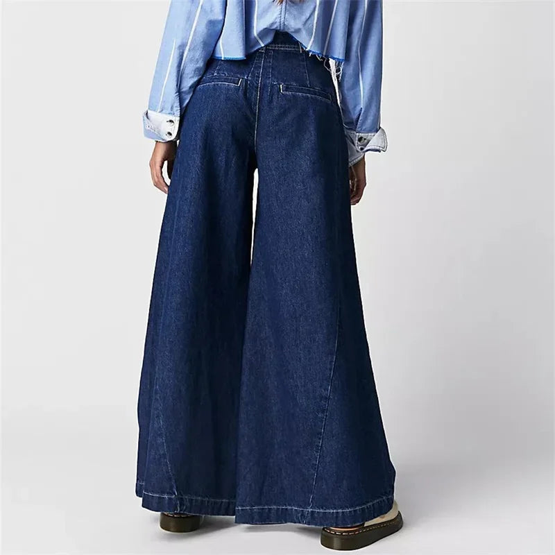 Fashion Vintage High Waist Wide Leg Jeans Women Loose Denim Pants Female Daily Commuter Casual Flared Trousers Trend Streetwear