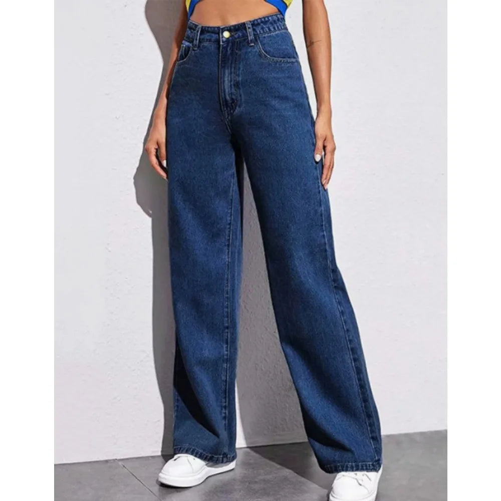 Spring 2026 New High Waist Straight Slim Jeans Women Mopping Wide Legs European and American Loose Jeans