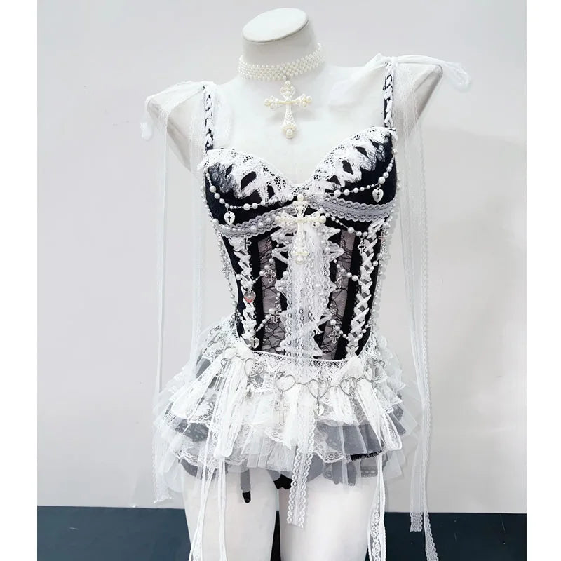 vintage tops  fairy grungey2k crop topLolitaTank Tops Kawaii Tank Tops Gothic Tank Tops gothic clothes e girl clothes Lace Tops