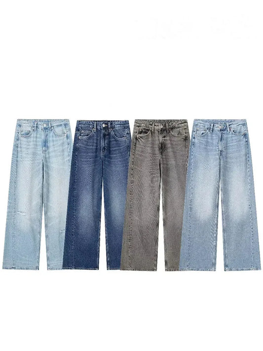 HH Jeans For Women 2023 Worn In All Seasons Denim 4 Colors Long Trousers Female Cool High Street Women's Wide Leg Pants
