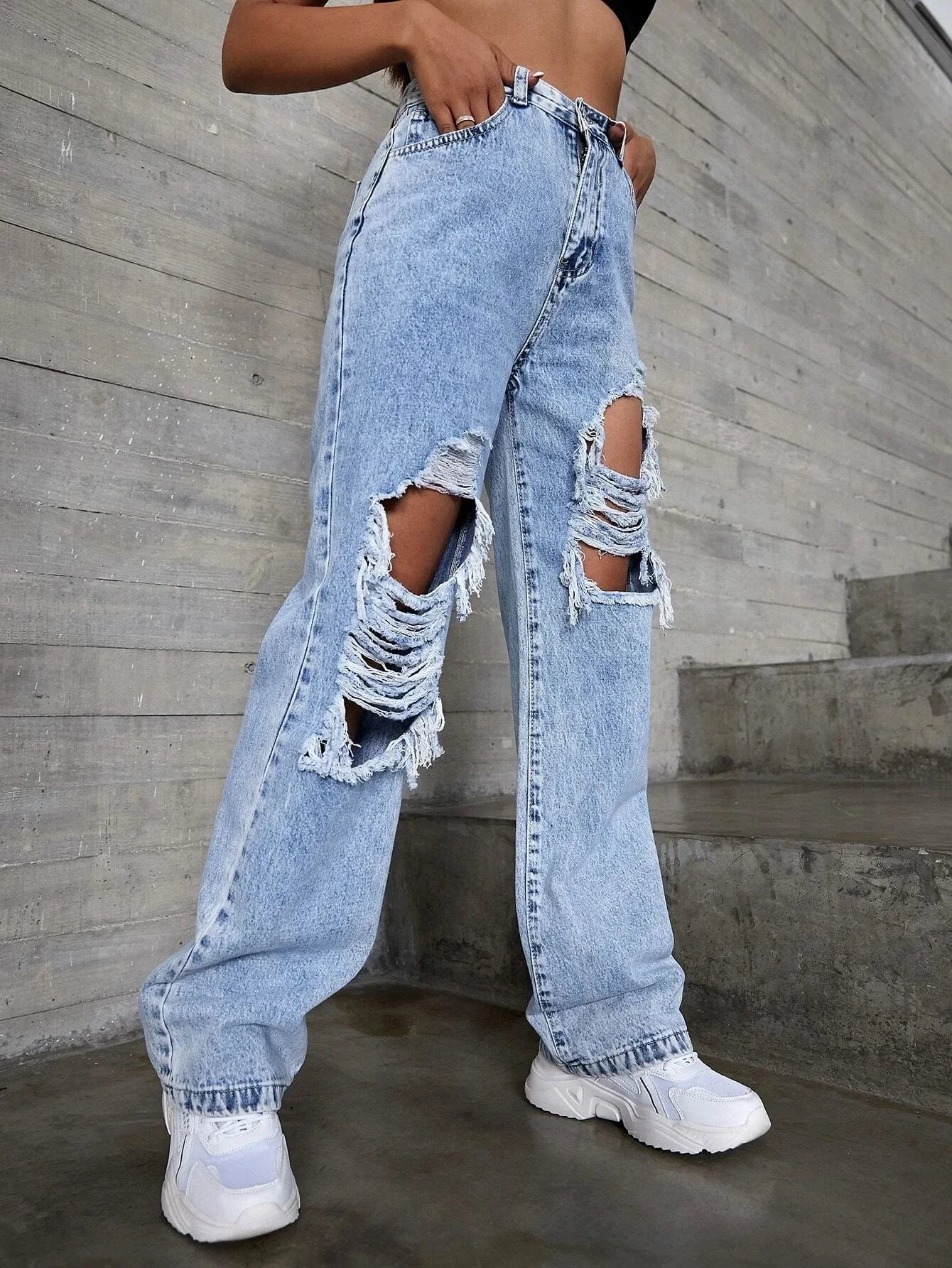Europe and The United States New Women's Fashion Trend Ripped Jeans for Women