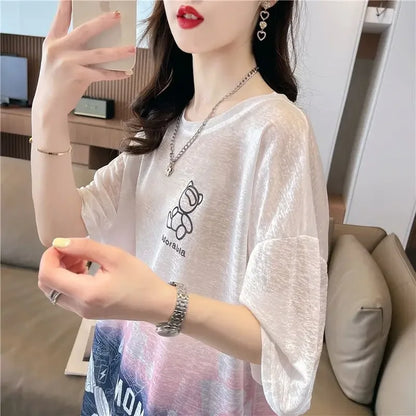 Tops Woman Summer Outfit Baggy T Shirt for Women Graphic Long Short Sleeve Clothing Female Korean Reviews Clothes Emo Tee Y2k