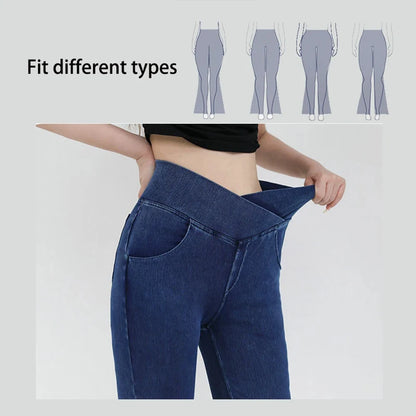 Casual Jeans Womens Activewear Women Bell Bottom Pants High Waist Yoga Flare Leggings 4 Way Stretch Denim Fitness Workout Sports