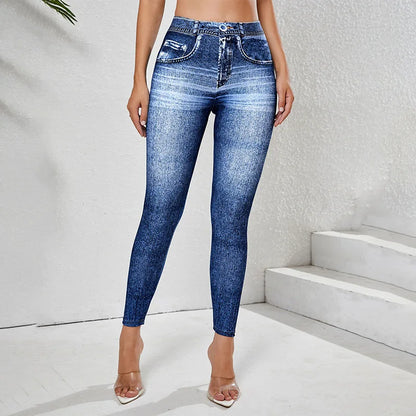 2025 Autumn Winter Denim Yoga Pants Women Vintage Casual Skinny Jeans Tights Woman Pocket High Waist Outdoor Joggers Trousers