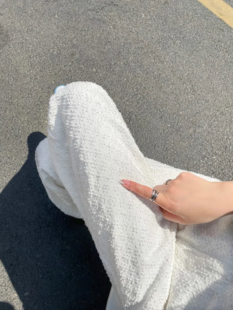 Ripped Jeans for Women Casual Streetwear New Spring Autumn High Waist Straight Leg Pants Fashion White Blue Denim Trousers