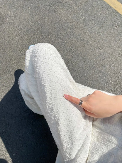 Ripped Jeans for Women Casual Streetwear New Spring Autumn High Waist Straight Leg Pants Fashion White Blue Denim Trousers