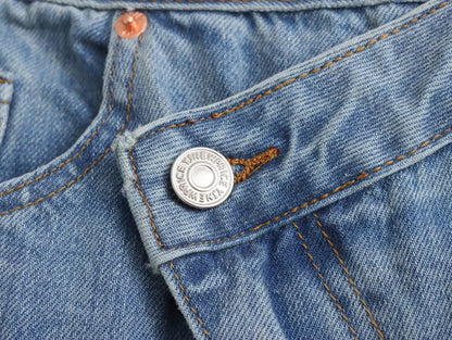 2025 Fashion Women Slanted Placket Blue Jeans Female Wide Leg Pants Long Pants High Street Ripped Jeans Versatile Retro