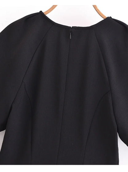 Women Summer Mini Dress 2025 Fashion Solid Short Sleeve O-Neck Female ELegant Street Dresses Clothing