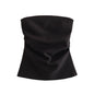 Strapless Draped Bustier Tops for Women, Straight Neck, Back Zipper, Female Camis, Fashion