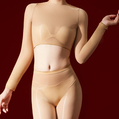 Women's 5D Ultrathin Crop Tops Elastic Shaping Oil Shiny Sheer See Through T-shirts Woman Clothing Summer Shirts Yoga Tops