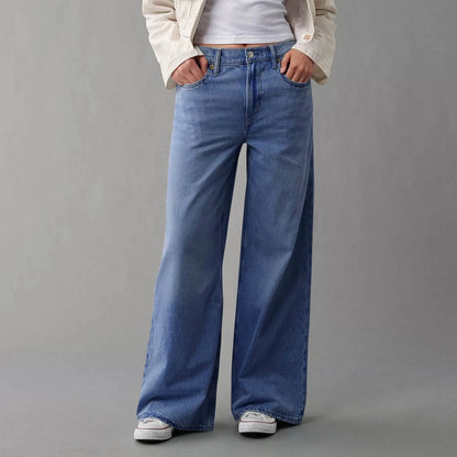 High Waist Straight Leg Jeans for Women New Style Cross-Border High Waist Slim Fit Long Jeans Trendy Women's Denim Pants