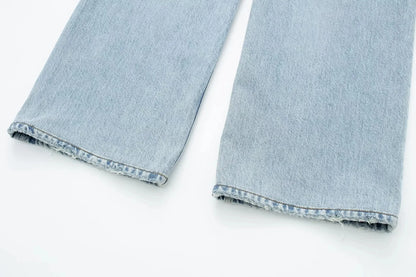 HH Female Fashion Denim Jeans Loose Solid Long Pants With Gradient All Match Streetwear Mujer Casual Baggy Chic Trousers