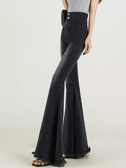 Skinny Jeans for Women Black Sexy Cool Girls Spring Summer Full Length Flare High Waist Do Old Casual Washed New Simple Design