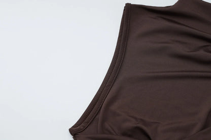 Irregular Draped Ruched Sexy Mini Dress For Women Turtleneck Sleeveless Pleated Slim Party Dress Female Holiday Beach Dresses