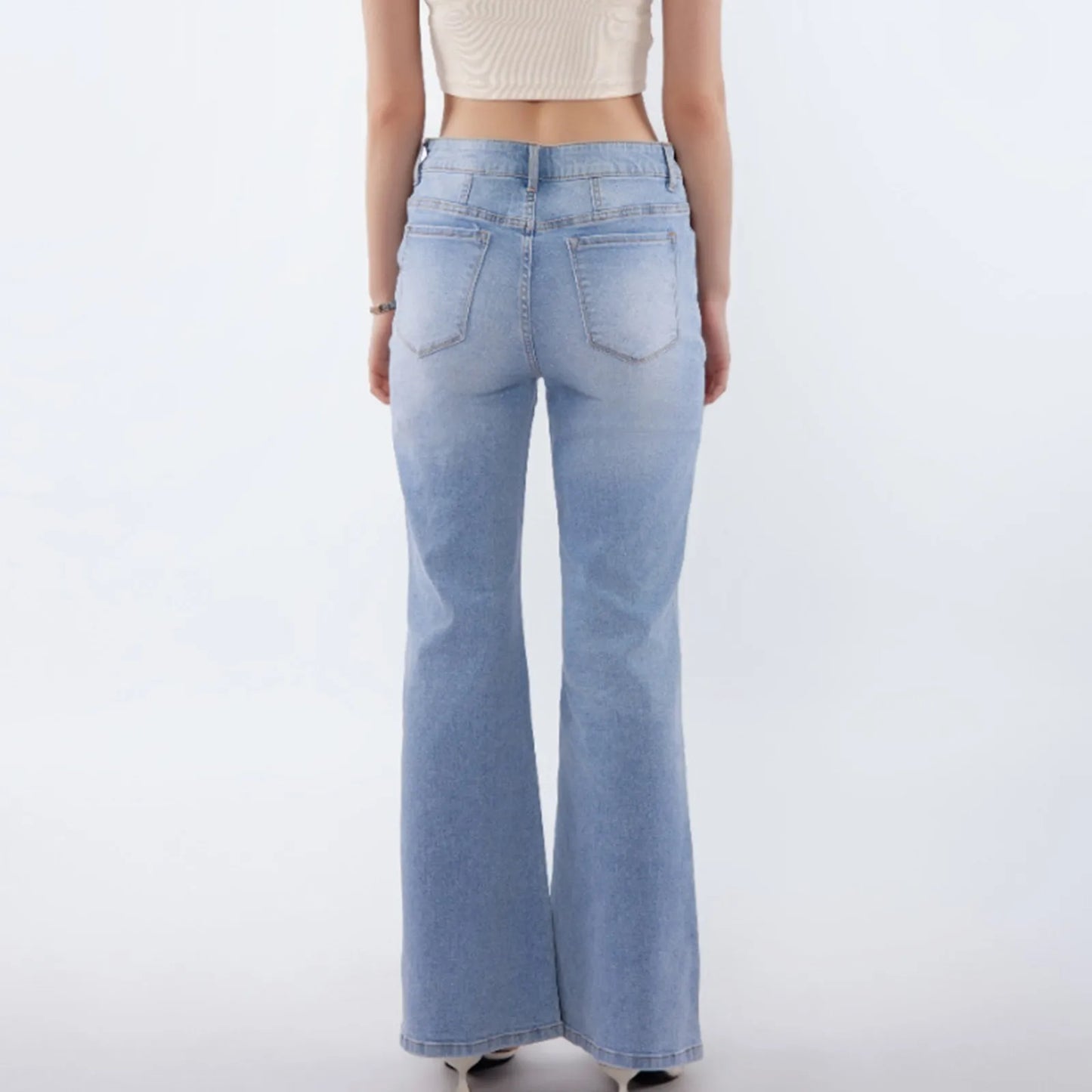 Women Jeans Pants Fitting Y2k Streetwear Bodycon Mid Waist Denim Straight Pants Four Seasons Elegant Daily All-Match Trousers