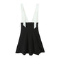 HH Women's New Fashion Mini Dress White Black V-Neck Backless Zipper Decorate Female Summer Sexy Chic Sleeveless Dresses