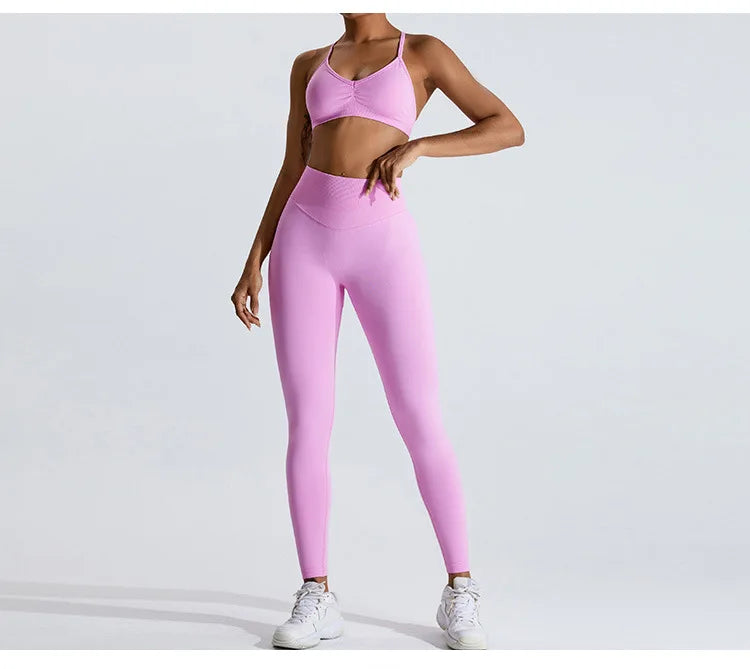 Gym Clothes Women 2 Pcs Yoga Set Breathable Sports Bra High Waist Leggings Women's Tracksuit Sportswear Fitness Suit Activewear