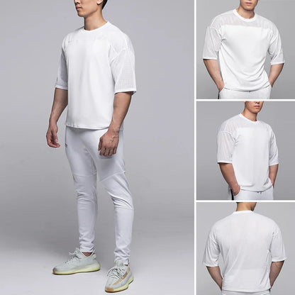 2023 Summer Gym T-Shirts fitness Oversized Breathable Men T Shirt High Quality Bodybuilding Men Clothes Top Tee