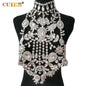 CUIER Luxurious Black Tops for Women Body Chain Jewelry Gun-black