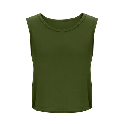 Women Sleeveless Yoga Tops Breathable Blouse Cover Up Gym Workout Cool T-Shirt Running Short Tank Crop Top Athletic Vest
