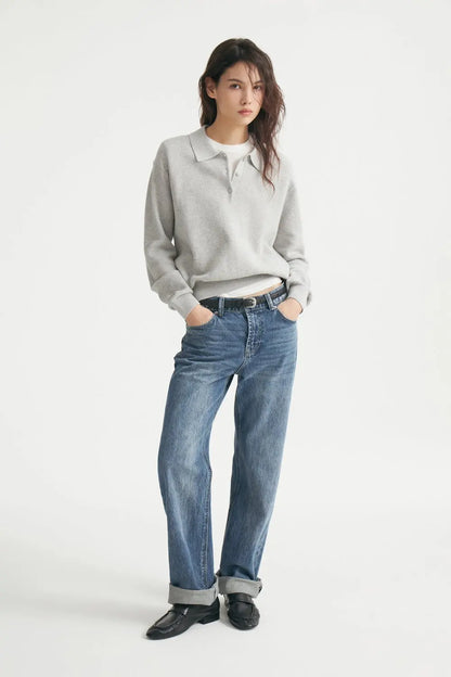 2025 Fall Polo's Shirts Long Sleeve Waffle Knit Tops For Women