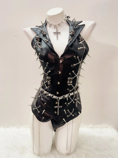 Skull Tank Tops Rivets  tops Cross Tank Tops y2k clothes y2k crop top Gothic Tank Tops Punk Tank Tops sexy top harajuku fashion