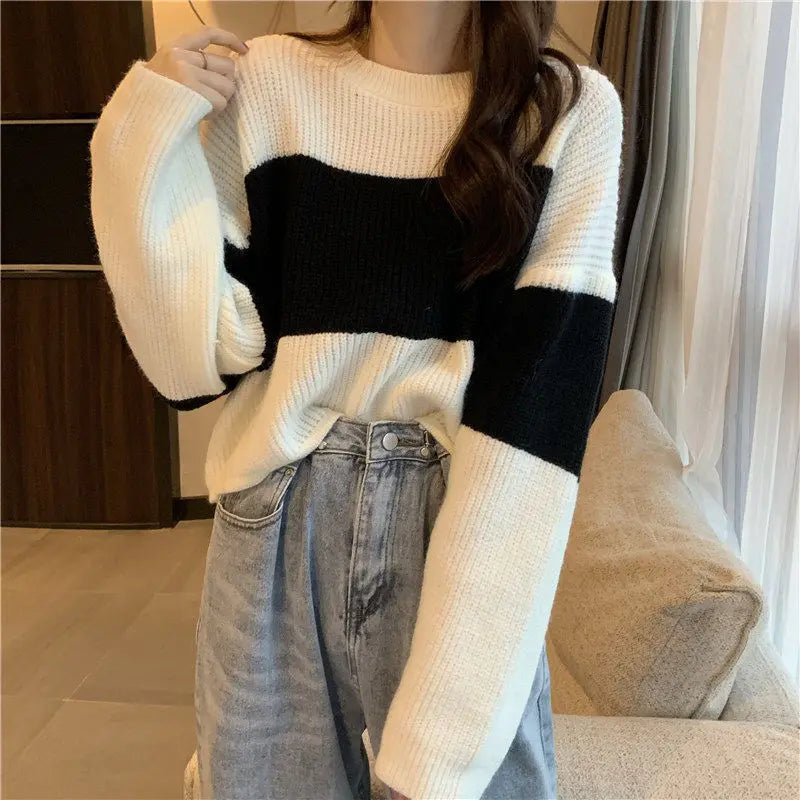Tops Sweaters For Women With Headings Ladies Sweater Pullover Cropped Autumn 2025 Trend Cute Kawaii Black Knitted High Quality