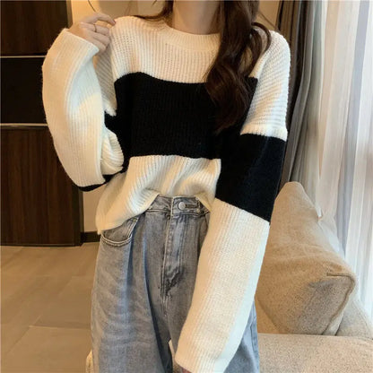 Tops Sweaters For Women With Headings Ladies Sweater Pullover Cropped Autumn 2025 Trend Cute Kawaii Black Knitted High Quality