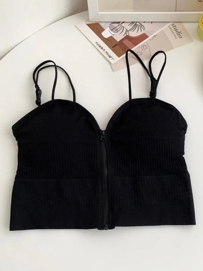 HELIAR Ziper Fly Crop Tops Wish Padded Underwear Tube Tops Women Cottons Crop Tops Basic Tops Women Basic Crop Tops 2025 Summer