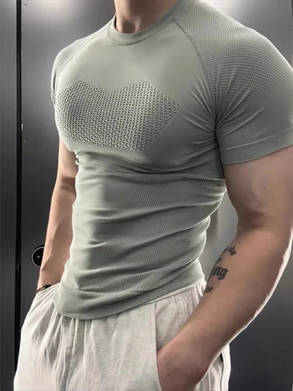 een Fitn Training Clothes Qui Dry ort Sve Men's Summer Running Sports Crion Elastic Muscle T-irt