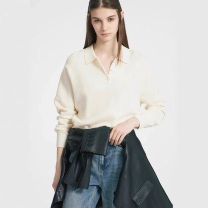 2025 Fall Polo's Shirts Long Sleeve Waffle Knit Tops For Women