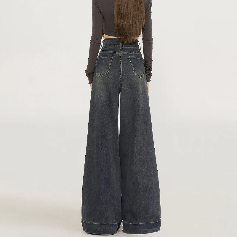 Wide Leg Jeans For Women In Spring And Autumn New High Waisted Loose Floor Jeans