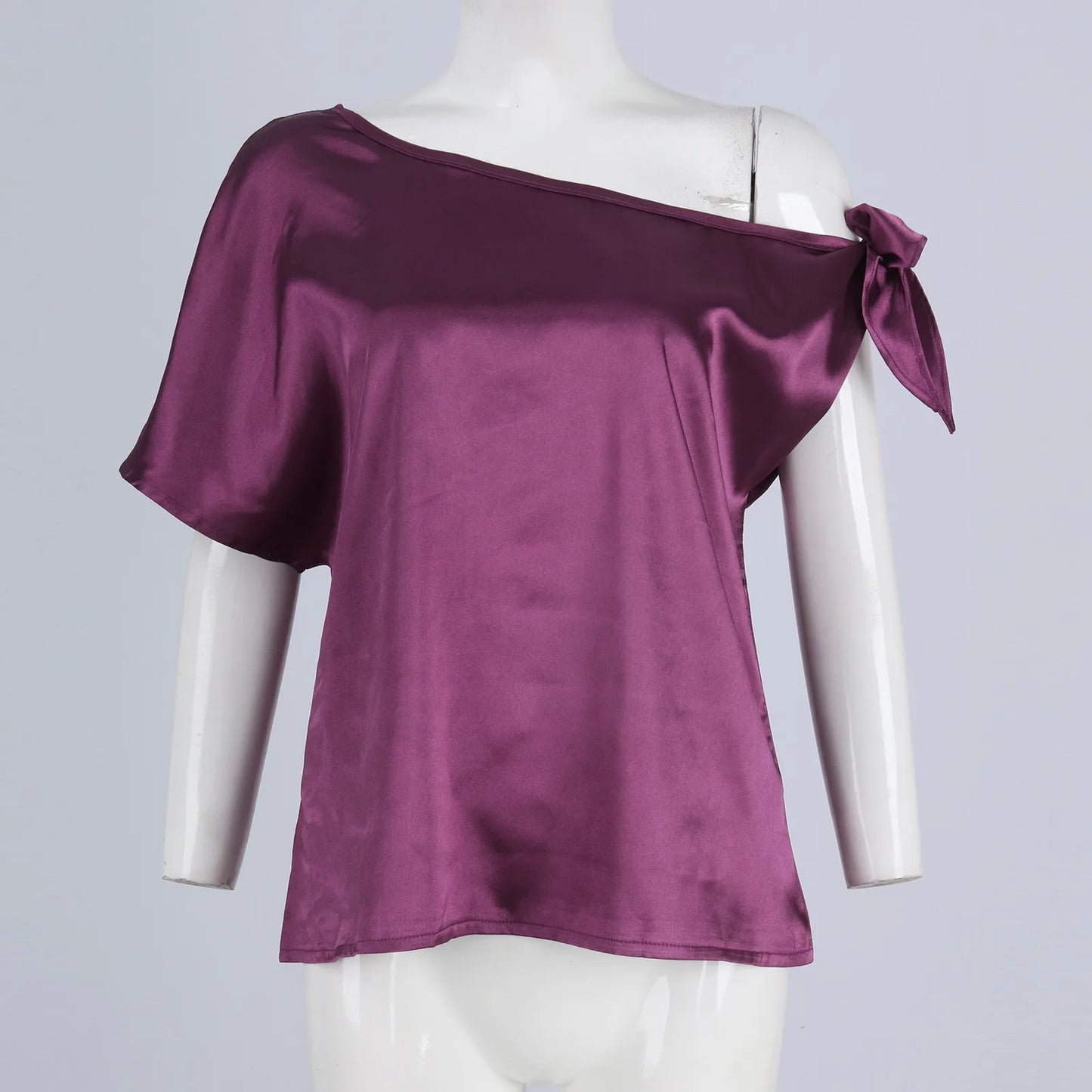 Womens Tops 2024 Pullover Fashionable And Sexy Women'S Solid Color Satin Pullover One-Shoulder Sleeveless Top топ летний