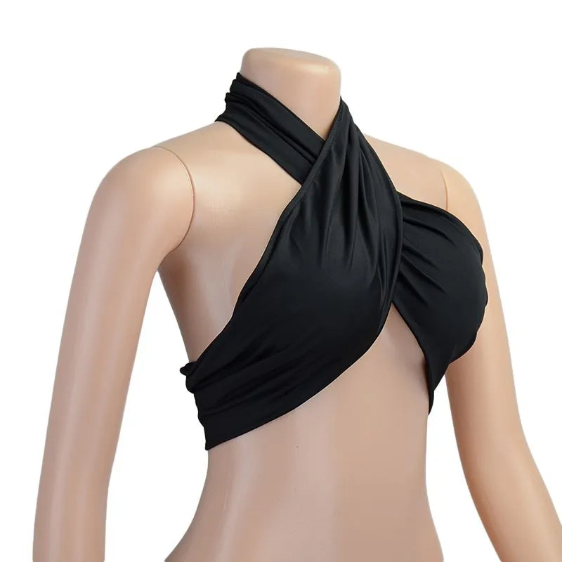 Women Fashion Sexy Mini Tops Women Summer Y2K Crop Top Strapless Cross Neck Backless Casual Srteetwear Off Shoulder Vest