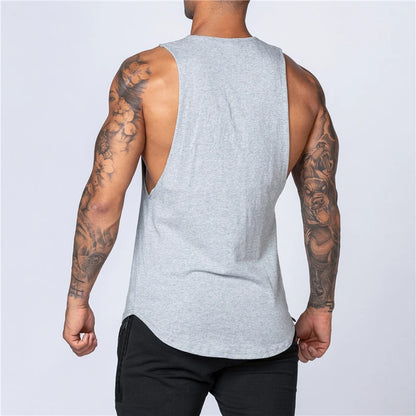 Gym Clothing Mens Bodybuilding Fitness Muscle Tank Tops Summer Cotton Breathable Sleeveless T-Shirts Sport Casual Loose Singlets
