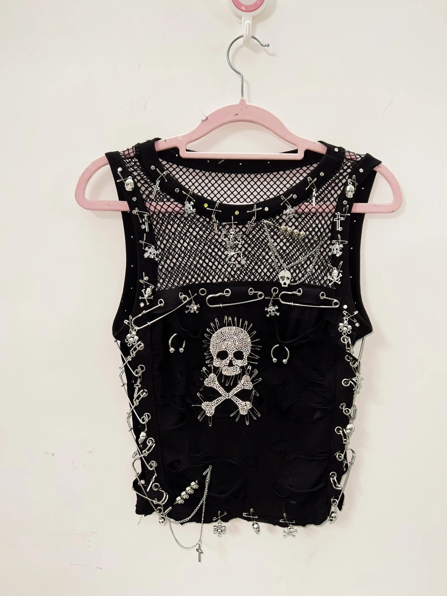 Cross Tank Tops y2k clothes y2k crop top Gothic Tank Tops Punk  Tops harajuku fashionSkull Tank Tops bustier top gothic clothes