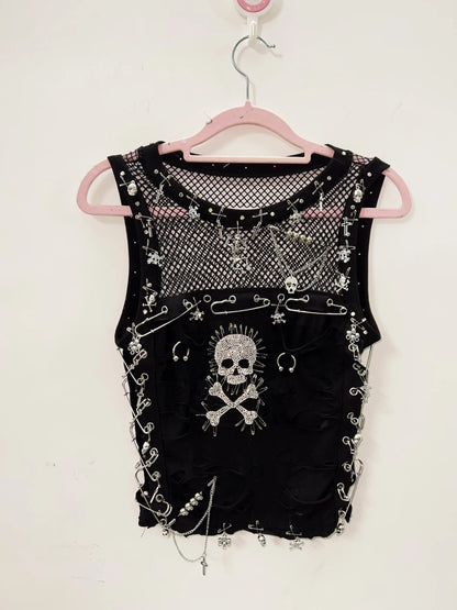 Cross Tank Tops y2k clothes y2k crop top Gothic Tank Tops Punk  Tops harajuku fashionSkull Tank Tops bustier top gothic clothes