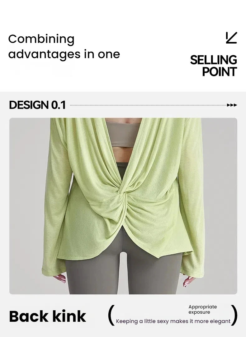 Women's Tops New Autumn Yoga Cover-up Loose Back Beauty Leisure Sports Fitness Top Light Breathable Long Sleeves Tee