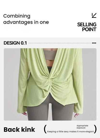 Women's Tops New Autumn Yoga Cover-up Loose Back Beauty Leisure Sports Fitness Top Light Breathable Long Sleeves Tee