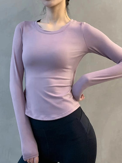 Yoga Tops for Women, Long-Sleeved Fitness Clothes, Sportswear, Running Training Clothes, Breathable Quick-Drying Clothes, Pilates High-End Sportswear