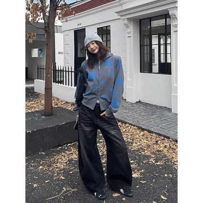 YIBASHU Women Y2k Jeans Harajuku Aesthetic Japanese 2000s Style Baggy Denim Trousers Vintage Oversize Jean Pants Trashy Clothes