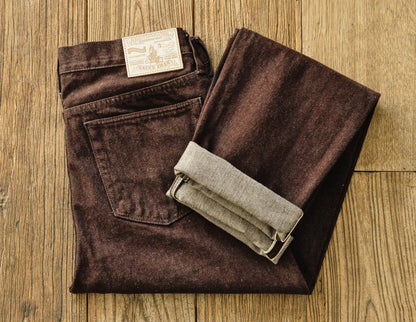 Saucezhan Men Jeans Brown Jeans Men Jeans Trousers  Selvedge Denim Jeans for Men Taper Fit Mens Jeans vintage 13.8 Oz