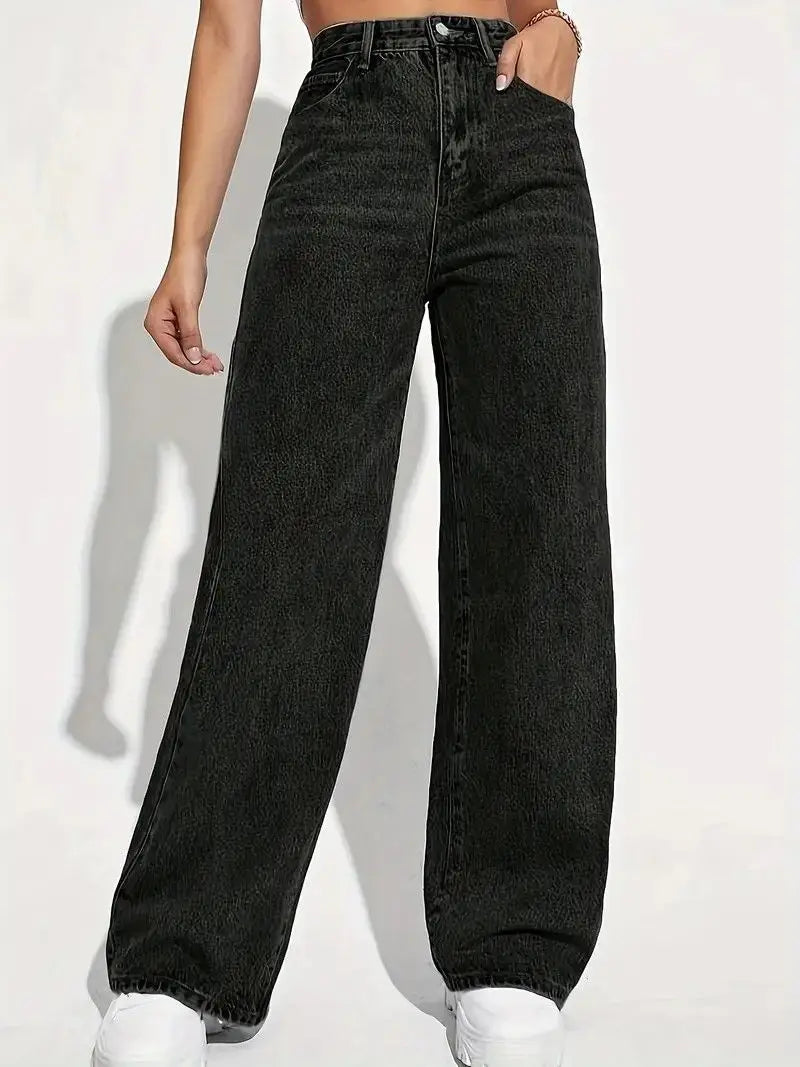 Spring 2026 New High Waist Straight Slim Jeans Women Mopping Wide Legs European and American Loose Jeans