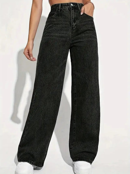 Spring 2026 New High Waist Straight Slim Jeans Women Mopping Wide Legs European and American Loose Jeans