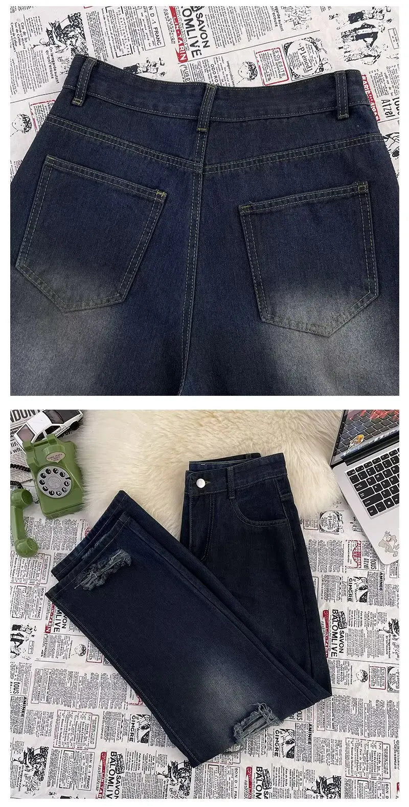 High Street Trendy Ripped Wide Leg Jeans for Women in Spring and Summer New High Waist Loose Fashion Floor Pants y2k Jeans Woman