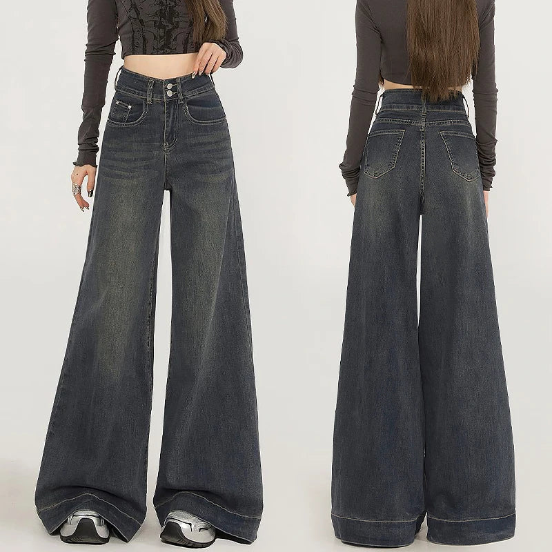 Wide Leg Jeans For Women In Spring And Autumn New High Waisted Loose Floor Jeans