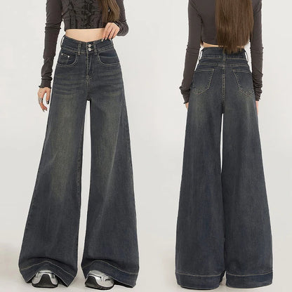 Wide Leg Jeans For Women In Spring And Autumn New High Waisted Loose Floor Jeans