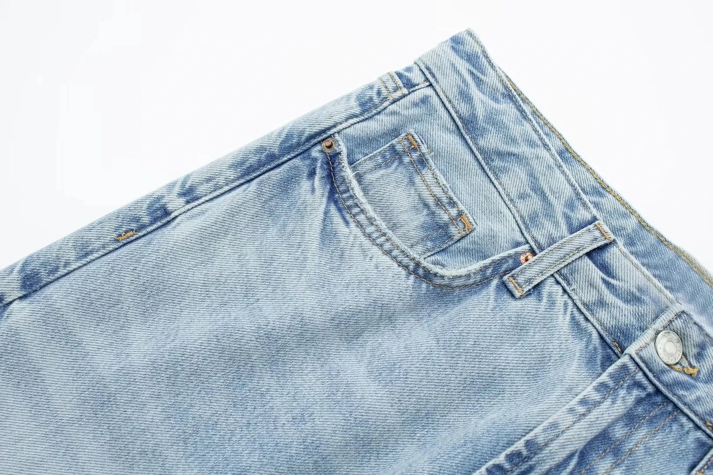 HH Female Fashion Denim Jeans Loose Solid Long Pants With Gradient All Match Streetwear Mujer Casual Baggy Chic Trousers